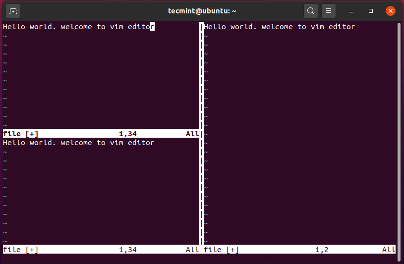 Set Equal Sizes of Vim Workspace