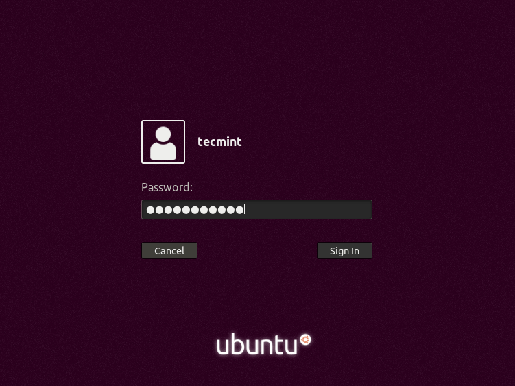  Contraseña de inicio de sesión de Ubuntu 