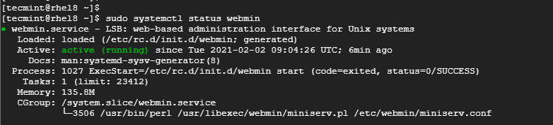 Verify Webmin Service