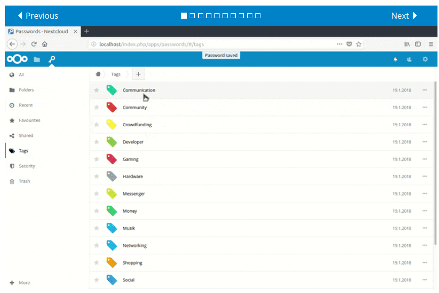 Contraseñas - Administrador de contraseñas para Nextcloud