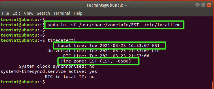 Set Local Timezone in Linux