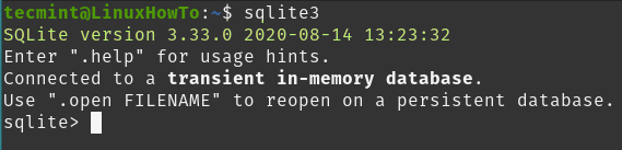 starta SQLite Session