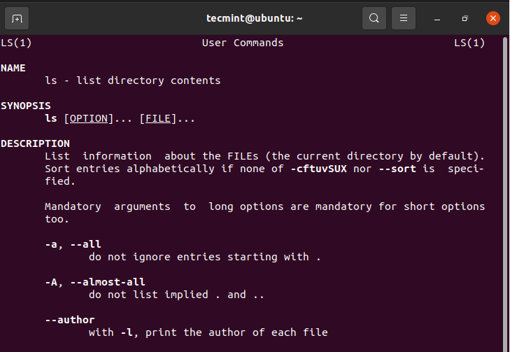 View Linux Command Manual