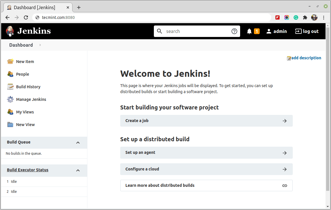 Jenkins dashboard