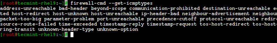 List Firewalld ICMP Types