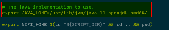 Add Java Home to Nifi