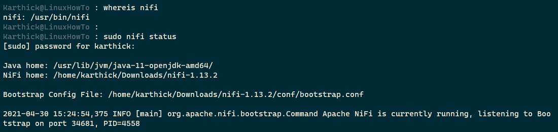 Check Apache Nifi Status