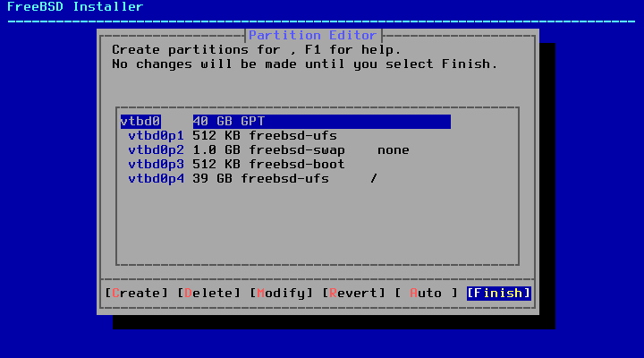FreeBSD Disk Partition Layout