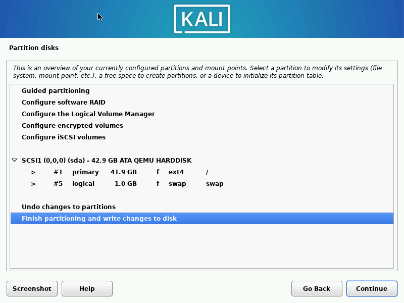 Kali Linux Disk Changes