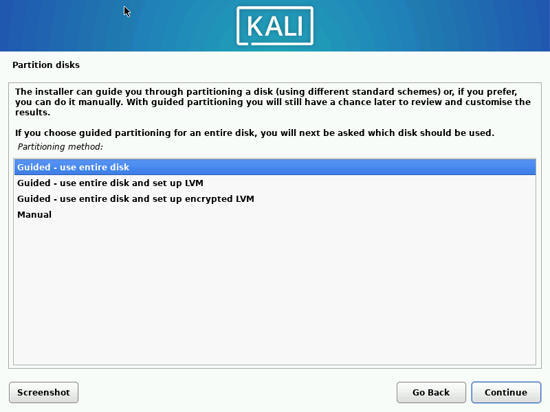 Kali Linux Partition Disks