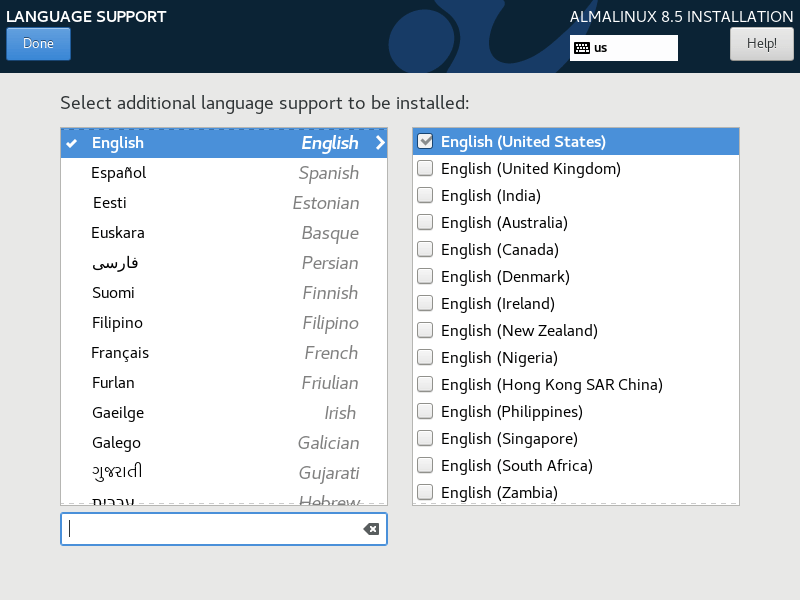AlmaLinux Additional Language Support