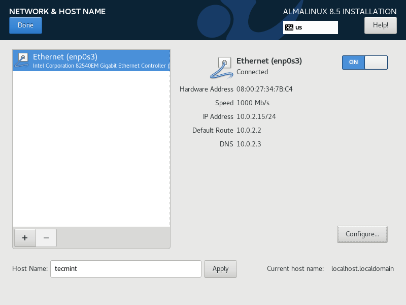 Configure Network and Hostname