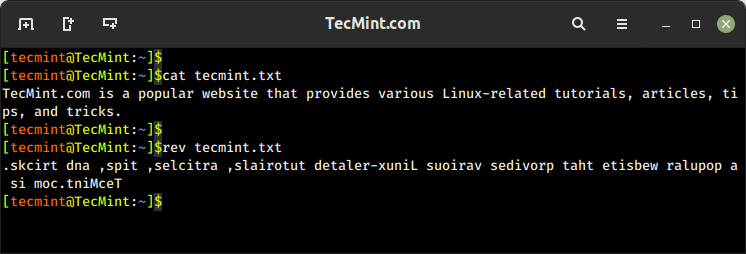 Reverse Words in Linux