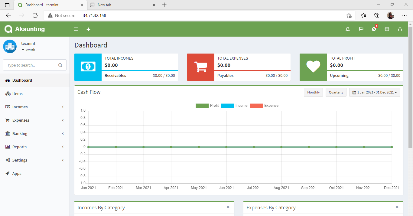 Akaunting Dashboard