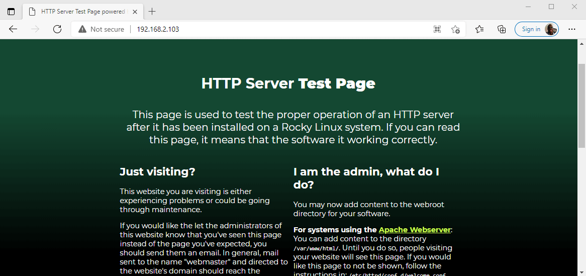 Check Apache Page on Rocky Linux