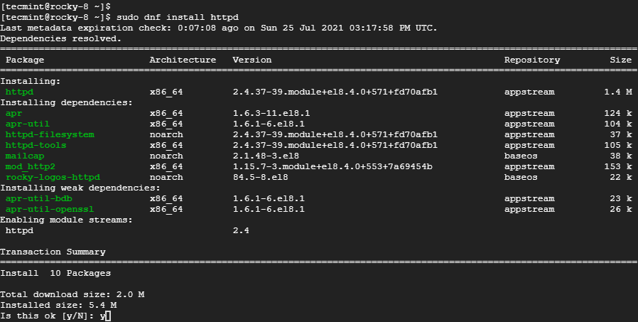 Install Apache on Rocky Linux