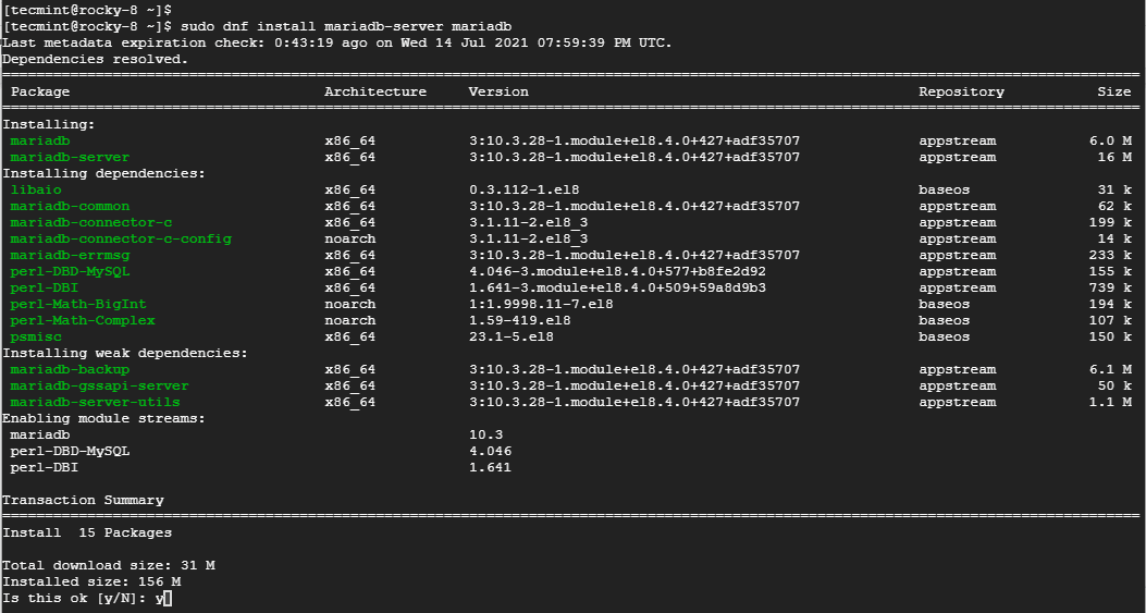 Install MariaDB on Rocky Linux