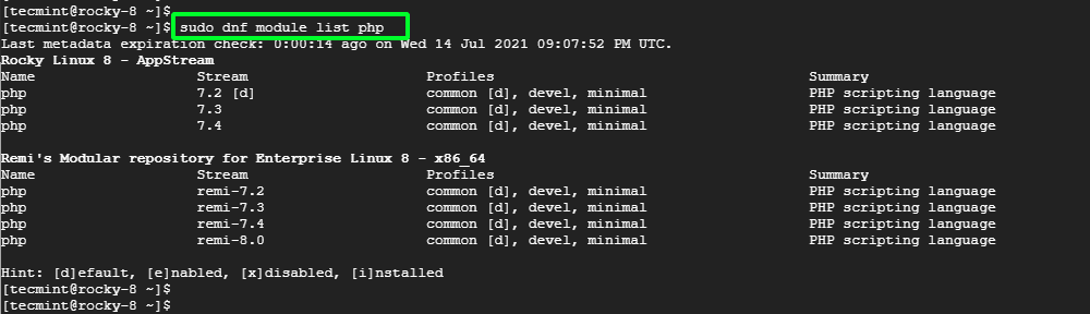 List PHP Modules