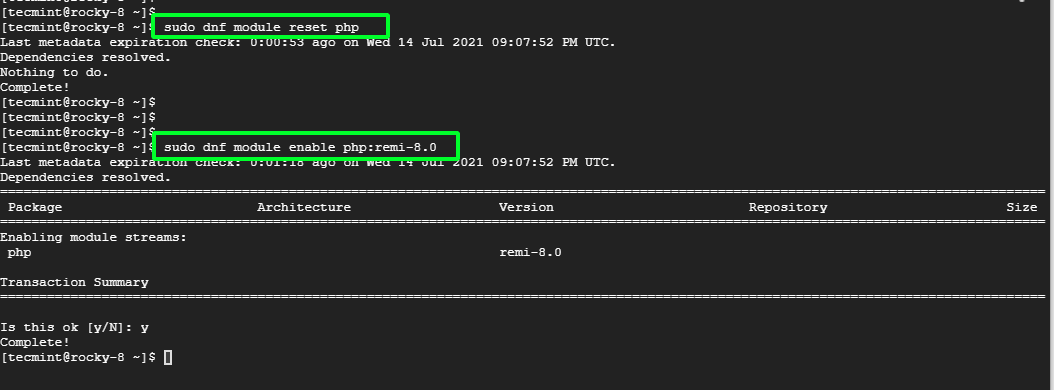 Reset PHP Modules