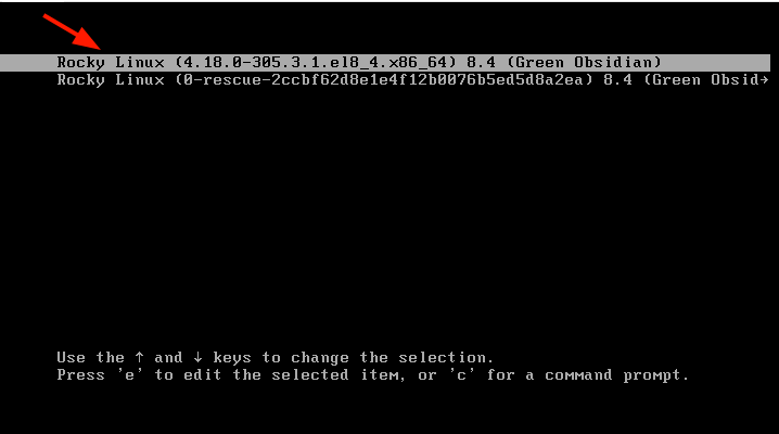 Rocky Linux Boot Menu