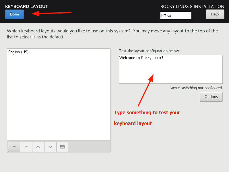 Rocky Linux Keyboard Layout