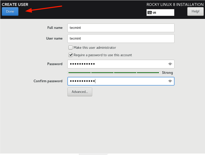 Rocky Linux User Password