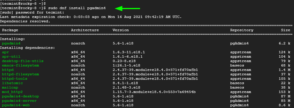 Install PgAdmin in Rocky Linux