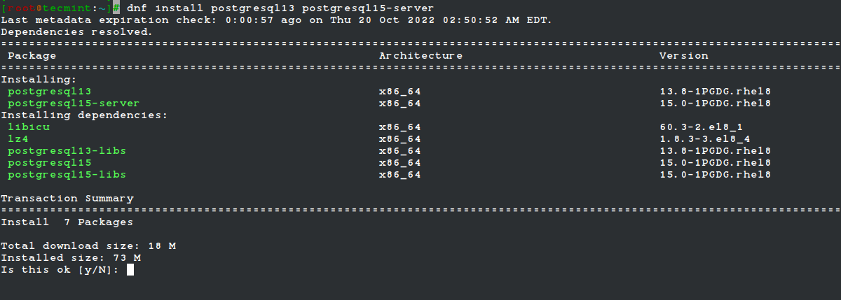 Install PostgreSQL 15 in Rocky Linux