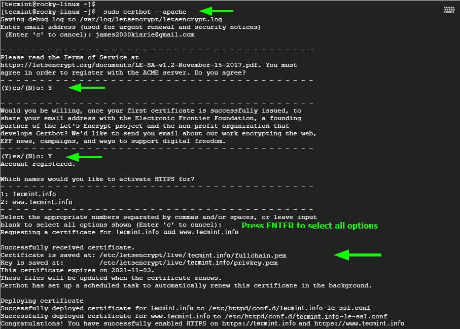 Install SSL for Apache in Rocky Linux