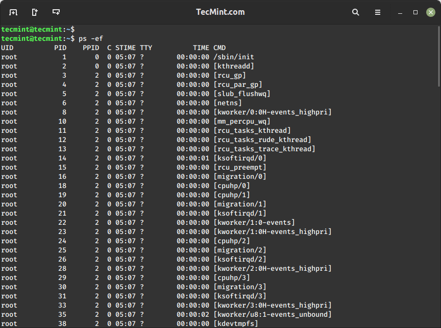 List All Running Processes