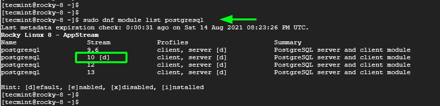 List PostgreSQL Module