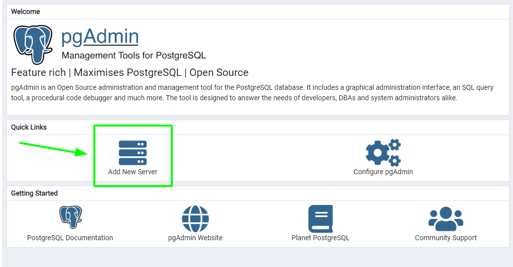 PgAdmin Add New Server