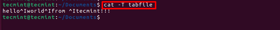Show File Contents with Tab Characters