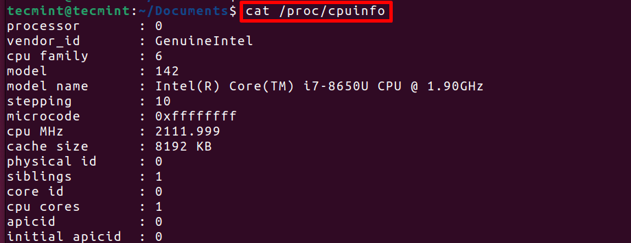 View Linux CPU Info