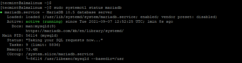 Check MariaDB in AlmaLinux