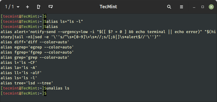 Create ls Command Alias