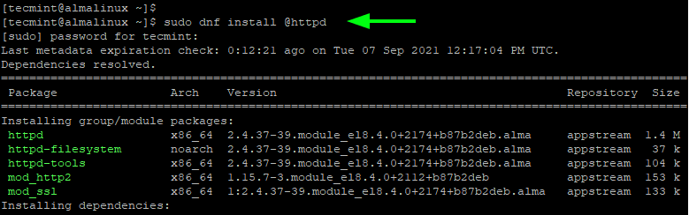 Install Apache in AlmaLinux