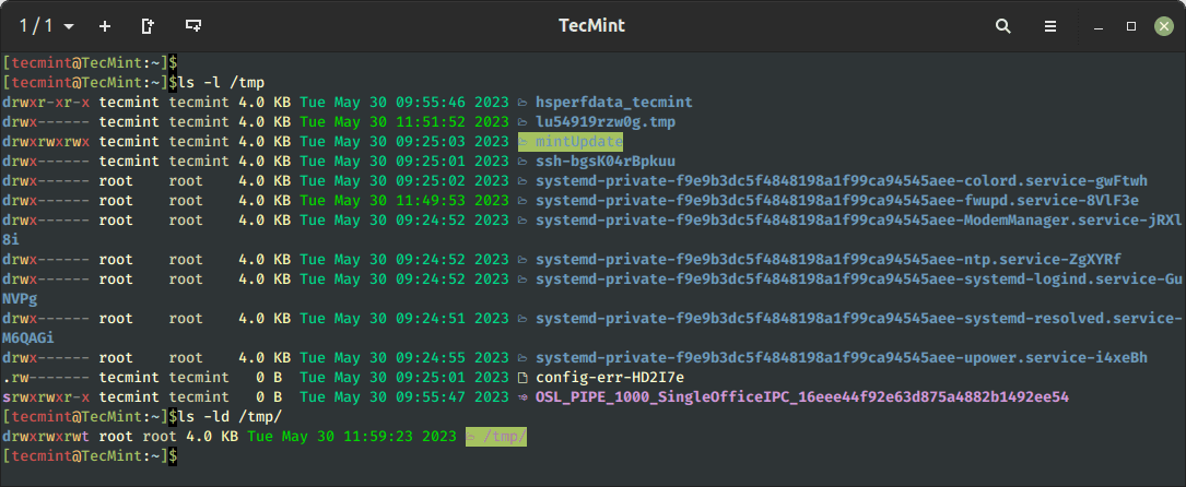 Print Directory Info in Linux