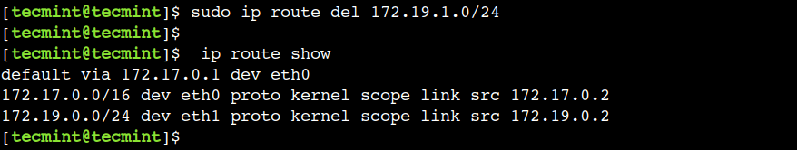 Remove Network Route in Linux