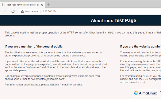 Verify Apache in AlmaLinux