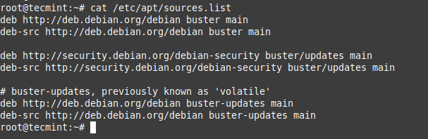 Debian 10 APT Sources List File