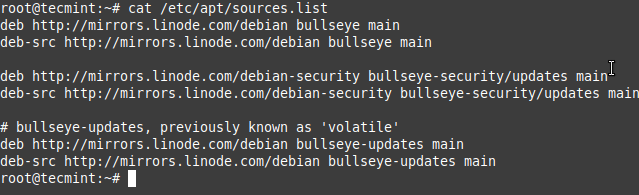 Debian 11 APT Sources List File
