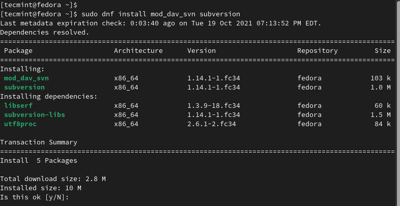 svn client setup linux vpn