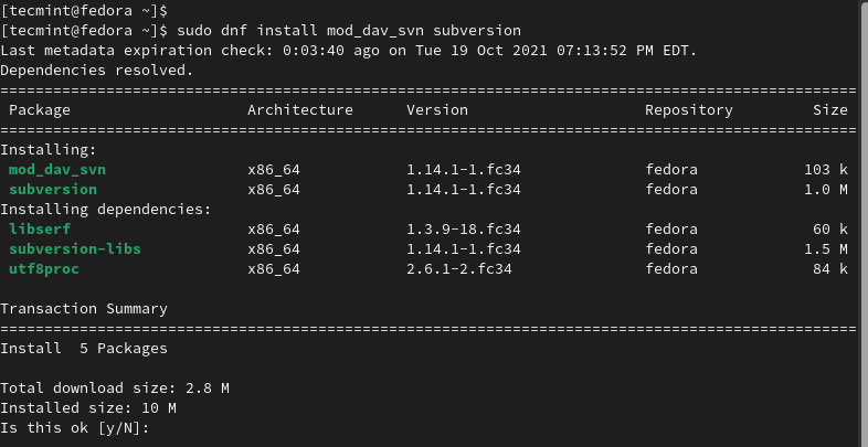 Install Apache Subversion in Linux