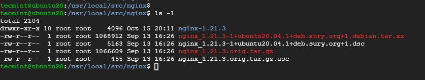 List Nginx Source Files
