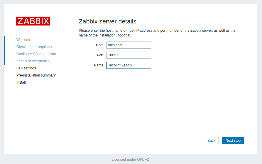 Zabbix- Server Details