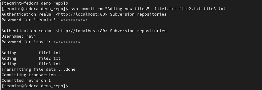 Commit Files to SVN Repository