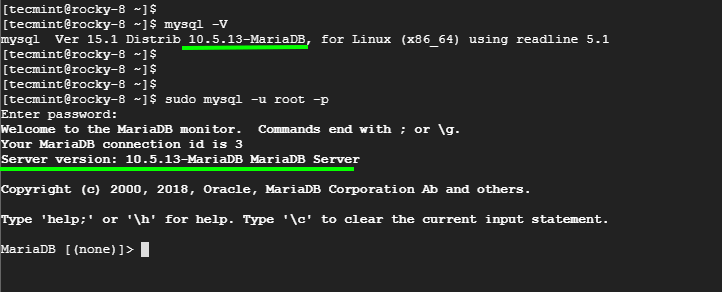 Check MariaDB Version