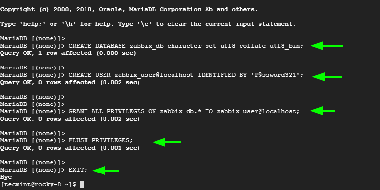 Create Zabbix Database