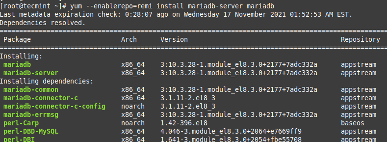 Install MariaDB in Linux